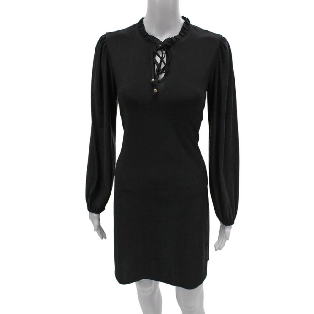 Tash + Sophie Women Dresses Black Shift Long Sleeve High Neck Mini Size M